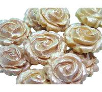 12 Edible Roses Flower Cupcake Toppers Cake Decorations (Gold)