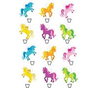12 edible Unicorn Unicorns kids childrens birthday party style Standing Cupcake Cake Toppers Wafer Rice Card