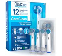 12 Electric Toothbrush Replacement Heads Compatible with Oral B Regular Bristles for Flawless Cleaning CliniCaps CoreClean Double Protection Aseptic Pouch and Protective Cap