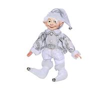 12" ELF BOY,Fairy Christmas Tree Decorations,Handmade Elf Ornament,Golden Elves Home Decor,Holiday Collectible Figurines(Silvery White)