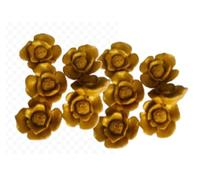 12 Exquisite Edible Sugar Fondant Rose Blossom/Daisy Flowers; 2.7cm Birthday, Wedding/Anniversary, Baby/Bridal Shower, Easter, Mothers Day Cake/Cupcake Toppers/Decorations (Gold)