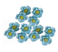 12 Exquisite Edible Sugar Fondant Rose Blossom/Daisy Flowers; 2.7cm Birthday, Wedding/Anniversary, Baby/Bridal Shower, Easter, Mothers Day Cake/Cupcake Toppers/Decorations (Light Blue/Yellow Center)
