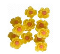 12 Exquisite Edible Sugar Fondant Rose Blossom/Daisy Flowers; 2.7cm Birthday, Wedding/Anniversary, Baby/Bridal Shower, Easter, Mothers Day Cake/Cupcake Toppers/Decorations (Yellow/Orange Center)