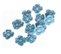 12 Exquisite Edible Sugar Fondant Rose Blossom/Daisy Flowers; 2.7cm Birthday, Wedding/Anniversary, Baby/Bridal Shower, Easter, Mothers Day Cake/Cupcake Toppers/Decorations (Light Blue/White Center)