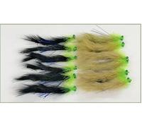 12 Eyed Snake Zonkers, Trout Flies, Black and Olive Rear hooks Fly Fishing, size 10