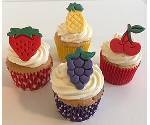 12 Fabulous Kitch Mixed Sugar Fruit Set- 3 Grapes, 3 Strawberries, 3 Pineapples, 3 Cherries- Handmade with Love in The UK!