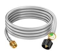 12 Feet Propane Adapter Hose 1 lb to 20 lb Converter with Gauge for QCC1 Tank Connects 1 LB Portable Appliance to 20 lb Propane Tank for Weber Q Grill/Coleman Stove/Blackstone Griddle/Buddy Heater