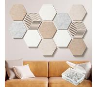 12 Felt Notice Boards, Hexagonal, Self-Adhesive DIY Cork Notice Board with 50 Pieces Transparent Pushpins, Cork Wall, Felt Board, Memo Boards, Bulletin Board for Office, Wall Decoration, Stickers