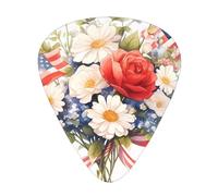12 Flags and Flowers Printed Guitar Picksâ€“ Thin, Medium, Thick Thicknesses,Comes with Storage Box