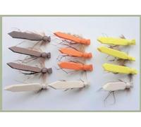 12 Flat Foam Daddy Long Legstrout flies, crane flies 4 colours Size 10