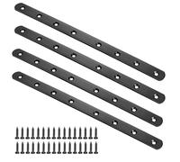 12" Flat Mending Plate 4Pcs Flat Straight Braces Stainless Steel Straight Brackets, Repair Fixing Bracket Connector, Mending Joining Plates with Screws, Black