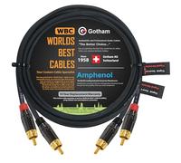 12 Foot RCA Cable Pair - Gotham GAC-4/1 (Black) Star-Quad Balanced Audio Interconnect Cable with Amphenol ACPL Black Chrome Body, Gold Plated RCA Connectors - Directional
