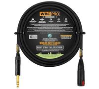 12 Foot - WBC-PRO-QUAD Ultra-Silent, Ultra-Flexible, Balanced Star-Quad Headphone Extension Cable with ¼” (6.35mm) Neutrik Male TRS Plug to Locking Female TRS Jack & Black Tweed Jacket