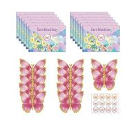 12 French Invitation Cards, 12 White Envelopes, 12 Small Tags, Birthday Invitations, Invitation Cards, Invitations, Party Supplies, Butterfly Invitation Cards