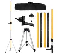 12 Ft./3.7M Laser Level Pole, Telescoping Laser Pole with Tripod and 1/4-Inch by 20-Inch Laser Mount, 5/8"-11 Threaded Adapter, Adjustable Laser Level Mounting Pole for Rotary and Line Lasers
