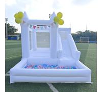 12 FT Oxford White Inflatable Bounce House, Bounce House With Ball Pit, Bounce House With Slide, Indoor And Outdoor Large Inflatable Castles Bounce House for Kids 3-12 Holiday Decoration Wedding Party