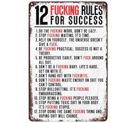 12 Fucking Rules Success Tin Sign 8x12"