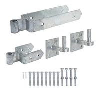 12" Galvanised Double Strap Farm Gate Hinge Set - Plated Hooks Field Driveway