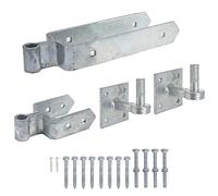 12" Galvanised Double Strap Farm Gate Hinge Set - Plated Hooks Field Driveway
