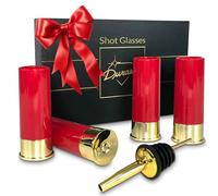 12 Gauge Bullet Shot Glass Gift Set, Bullet Glass with Pourer, Shotgun Shell Shot Glasses Set, Plastic Bullet Shot Glasses, Shot Gun Shell Shape Best Gifts for Men, Gift Set, Xmas Present
