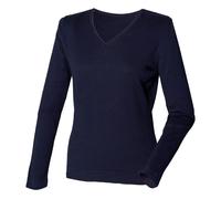 12 Gauge Fine Knit V-Neck Jumper Sweatshirt Henbury Navy XXL
