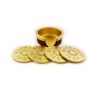 12 Gauge Shotgun Shell Coaster Set Holder Buckshot Drink Coasters with Base for the Man Cave Decor Hunting Cabin Dining Furniture Gun Shop Decor