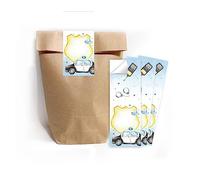 12 Gift Bags (Natural) + 12 Stickers Police Detective Gift Bags for Party Bags Guest Gift Wrapping for Children's Birthday Boys Birthday