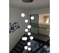 12 Glass Balls Chandelier Staircase Duplex Building Multi Lights Pendant Light Villa Hollow Living Room Small Apartment Loft Rotating Long Chandelier 50x220cm
