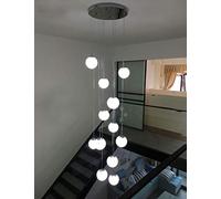 12 Glass Balls Staircase Chandelier Pendant Lights for Villa Chandelier Duplex Staircase Long Chandelier LED, 50x250cm Large Size (Size : A)