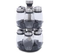 12 Glass Spice Carousel *120ml Jars + Revolving Stand Rack Stainless Steel Holder Glass Spice Herb Jar Rotating Spice Rack/Spice Oragniser/Spice Storage, Stainless Steel, Spice Jars with Labels, Incl