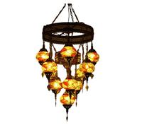 12 Globe Mosaic Chandelier Turkish Moroccan Night Art Boho Decor Lighting Lantern Ceiling Lamp Colourful Handmade Fixture Gift for Home,B Comfortable Anniversary