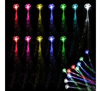 12 Glowing Braids, Colorful Glitter Wigs & Clips - Fiber Optic Party Hair Accessories