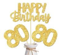 12 Golden Glittering 80th Birthday Party Table Decorations, a Theme Party Item for The 80th Birthday