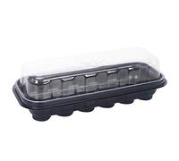 12 Grid Long Sowing Seedling Tray for Garden, with Lid Plant Seeds Germination Box Pot, Plant Starter Seed Propagator Tray, for Planting Seedlings, Vegetables, Flowers (Black)