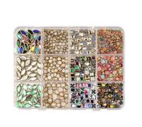12 Grid Nail Rhinestones & Pearls Set - Multi-Shape 3D Charms, Glitter Gems for Nail Art, Gel Nail Decoration Supplies, Manicure Jewels