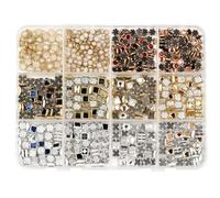 12 Grid Nail Rhinestones & Pearls Set - Square Glitter Gems & 3D Charms for Nail Art, Gel Nail Decoration Supplies, Manicure Jewels