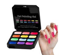 12 Grid Neon Gel Nail - Silky Soft, Smudge-proof Painting Gel in 12 Colours, Non-Rinse Gradient Nail Palette, Professional DIY Manicure Tool for Salon Quality Results, Rice