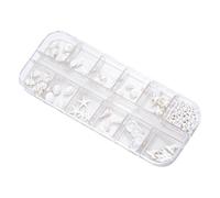 12 Grids ABS Plastics Nails Jewelry Box Including Pearls Starfishes and Coconut Tree Decorations for Artistic Manicures Pearl Starfishes Shell Collection