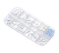 12 Grids ABS Plastics Nails Jewelry Box Including Pearls Starfishes and Coconut Tree Decorations for Artistic Manicures Pearl Starfishes Shell Collection