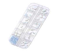 12 Grids ABS Plastics Nails Jewelry Box Including Pearls Starfishes and Coconut Tree Decorations for Artistic Manicures Nails Art Charms