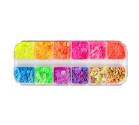 12 Grids/Box Fluorescent Bubble Sequins Epoxy Resin Glitter Filling Hollow Round Shape Slices Nail Art Flakes Shaker Filler Hollow Round Shape Slices Nail Art Flakes Shaker