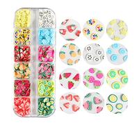 12 Grids/Box Fruit Soft Clay Beads Epoxy Resin Mould Filler Decorations Fruit Nail Art Supply Slime 3D Polymer Cuts