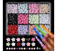 12 Grids Butterfly Strawberry Heart Nails Art Decorations Pet Materials Mixed Design for Manicure Mixed Heart Nails Decorations