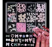 12 Grids Butterfly Strawberry Heart Nails Art Decorations Pet Materials Mixed Design for Manicure Mixed Heart Nails Decorations