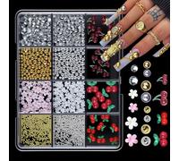 12 Grids Butterfly Strawberry Heart Nails Art Decorations Pet Materials Mixed Design for Manicure Mixed Heart Nails Decorations
