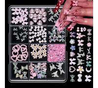 12 Grids Butterfly Strawberry Heart Nails Art Decorations Pet Materials Mixed Design for Manicure Mixed Heart Nails Decorations