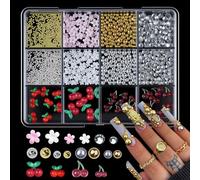 12 Grids Butterfly Strawberry Heart Nails Art Decorations Pet Materials Mixed Design for Manicure Mixed Heart Nails Decorations