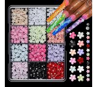 12 Grids Butterfly Strawberry Heart Nails Art Decorations Pet Materials Mixed Design for Manicure Mixed Heart Nails Decorations