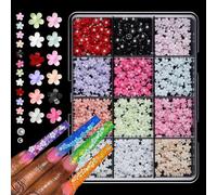 12 Grids Butterfly Strawberry Heart Nails Art Decorations Pet Materials Mixed Design for Manicure Mixed Heart Nails Decorations