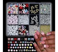 12 Grids Butterfly Strawberry Heart Nails Art Decorations Pet Materials Mixed Design for Manicure Mixed Heart Nails Decorations